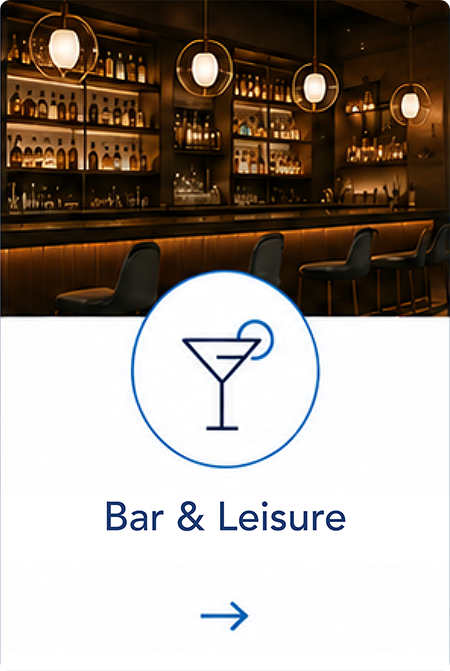 Contemporary bar and leisure venue lighting installation