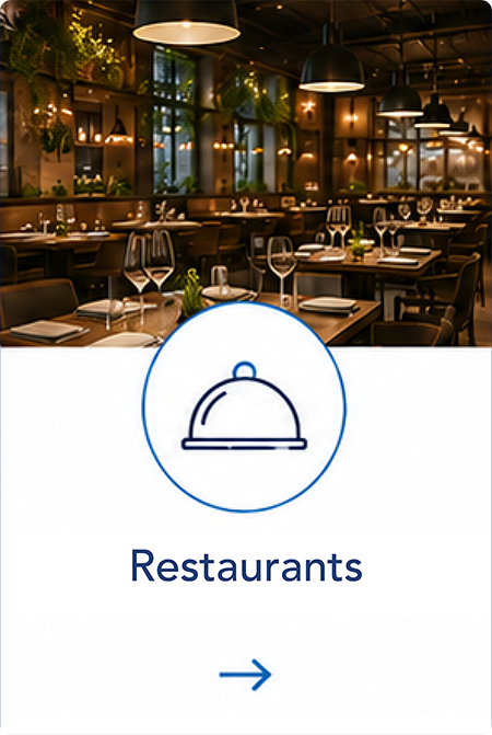 Modern restaurant interior with architectural lighting design