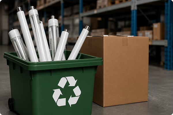 Lamp and battery recycling for commercial lighting projects