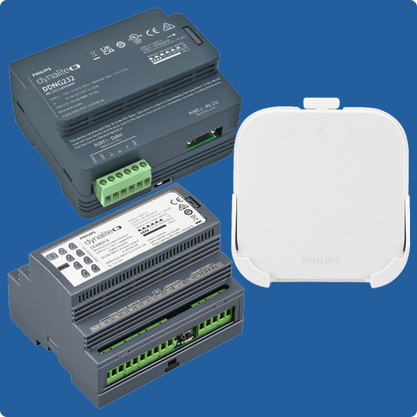 Philips Dynalite Integration Devices on a blue background