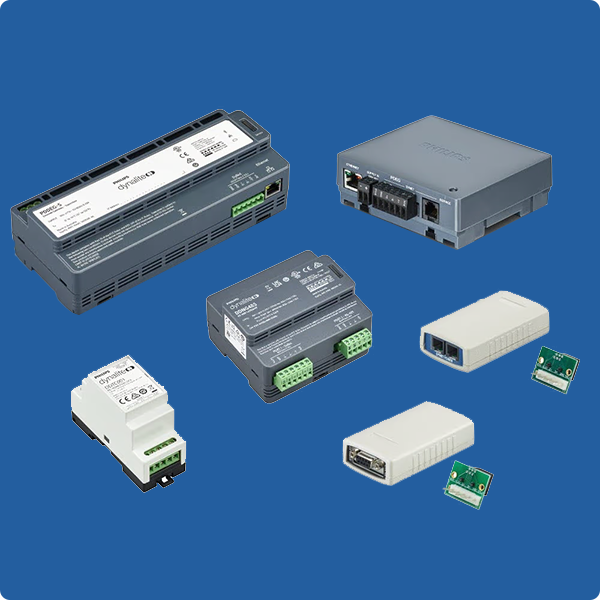 Philips Dynalite Network Devices on a blue background