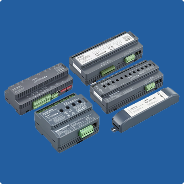 Philips Dynalite Relay Controllers on a blue background