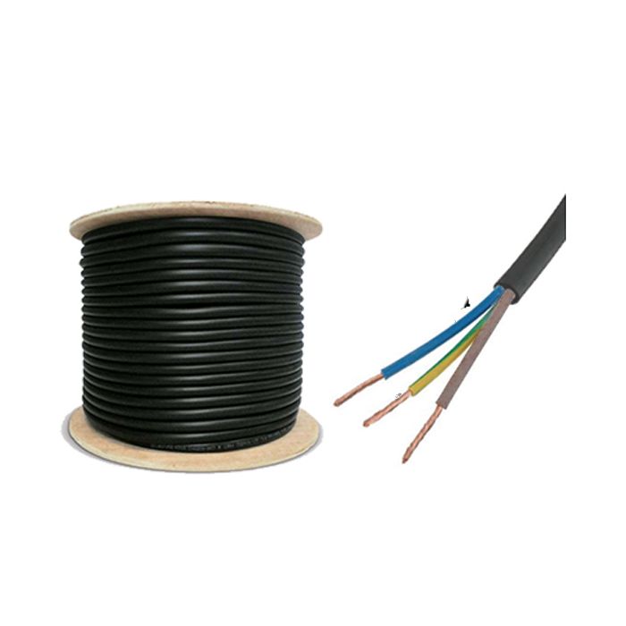 3183Y 0.75mm Black 3 Core Flex x 50m Drum