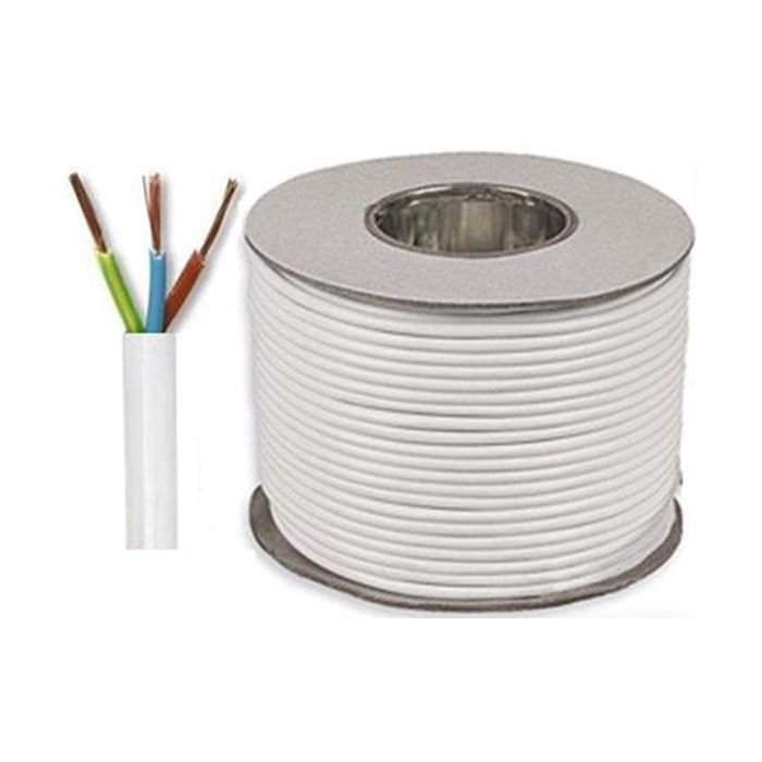 3183Y 1.5mm White 3 Core Flex x 100m Drum