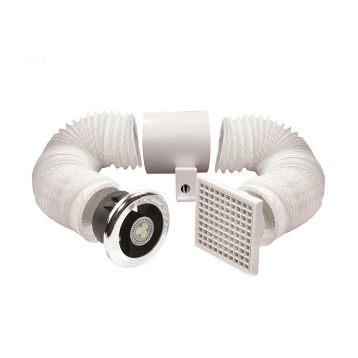 Airvent 477523 100mm / 4'' LED Shower Fan & Light Kit With Timer
