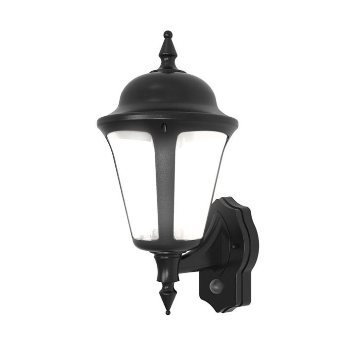 Ansell Latina 8W Black LED Wall Lantern With PIR
