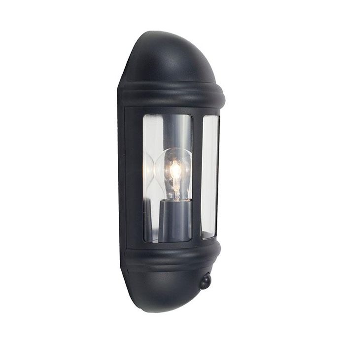 Ansell Latina E27 Half Lantern PIR Black