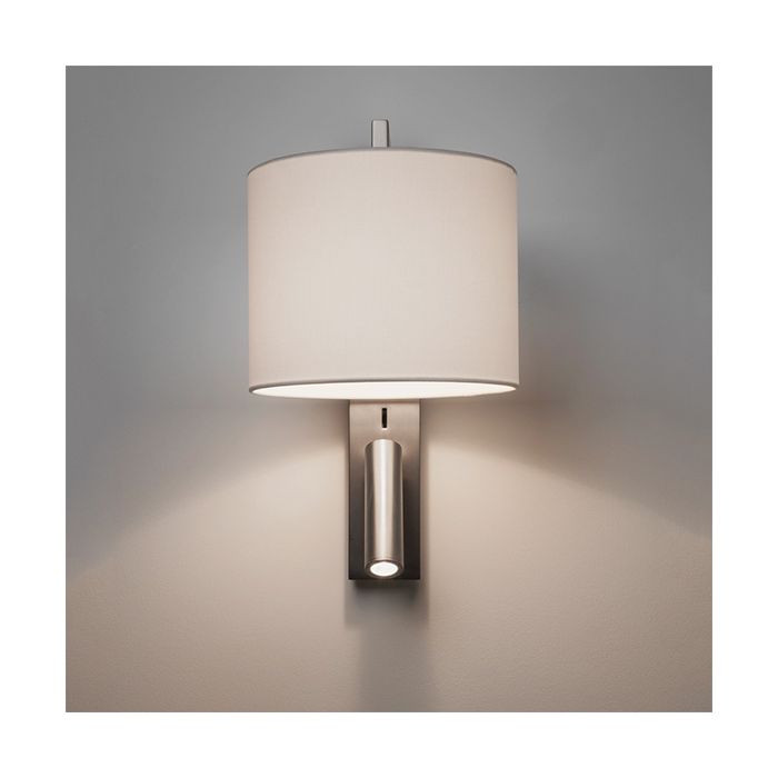 Astro Ravello Matt Nickel with Mocha Drum Shade LED Reading Light