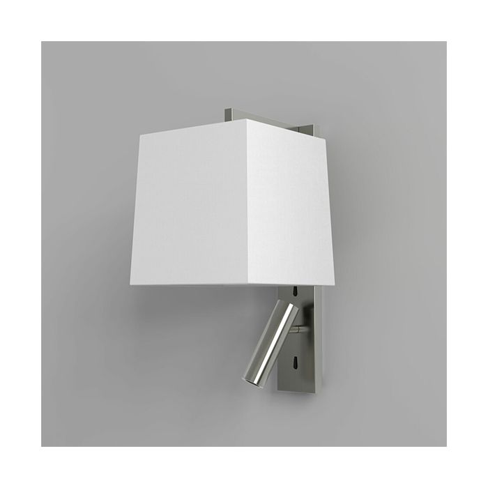 Astro Ravello Matt Nickel with White Tapered Square Shade LED Reading Ligh