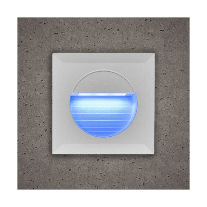 BELL 10400 Luna Square 1.2W Blue LED Guide Light IP65 White Trim