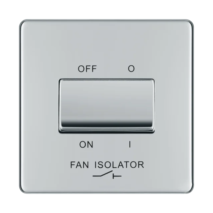 BG Screwless Flatplate Polished Chrome Triple Pole Fan Isolator Switch 10A