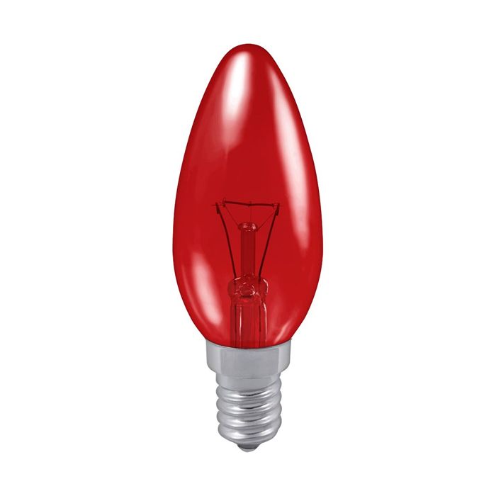 Crompton 40W SES Candle 35mm FireGlow Laquered Red