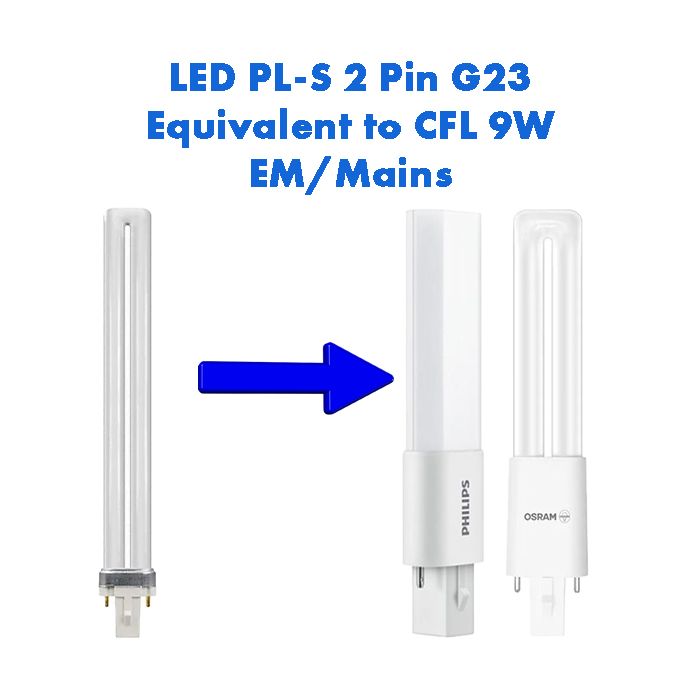 EM LED PL-S Equivalent to 9W CFL 2 Pin G23