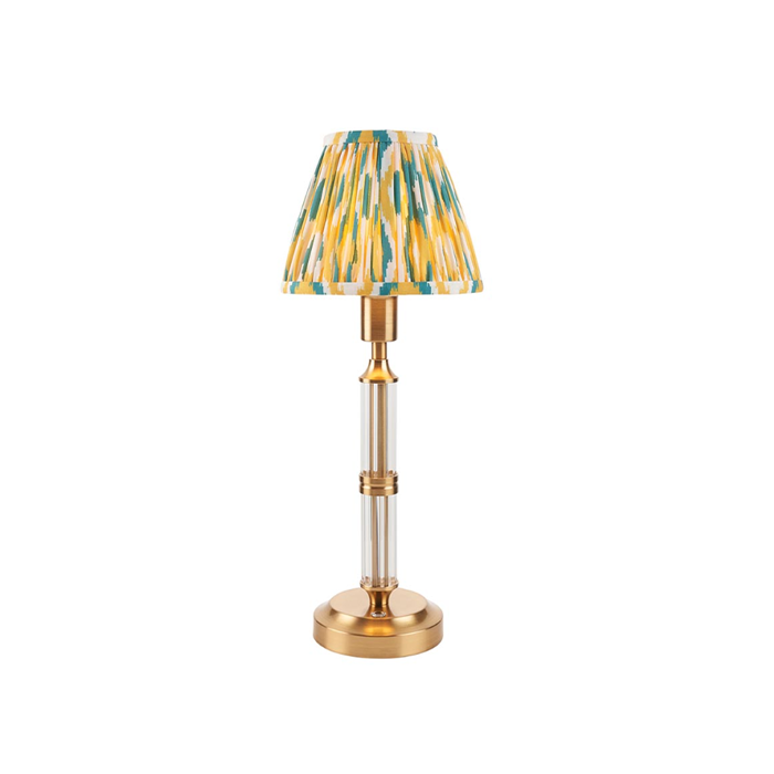 Endon  Lighting Morton Rechargeable & Yellow Jade Ikat 16cm Table Lamp 