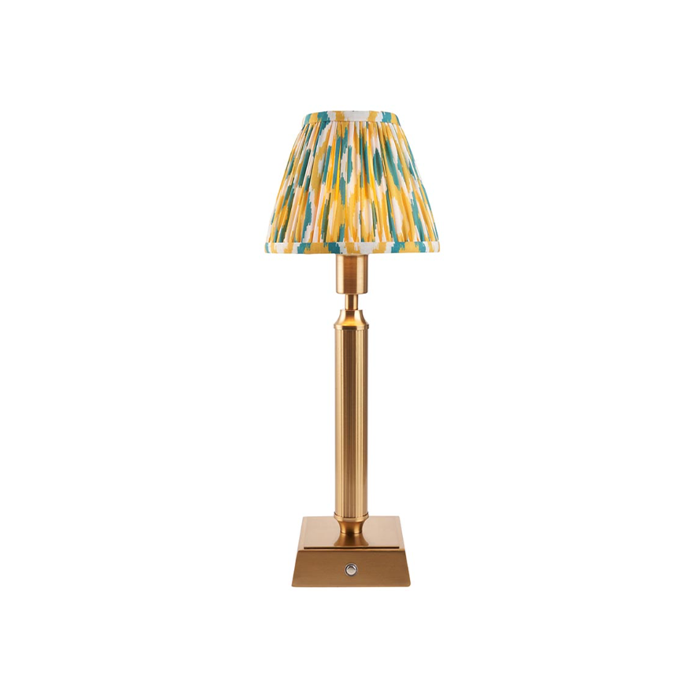 Endon  Lighting Trobridge Rechargeable & Yellow Jade Ikat 16cm Table Lamp