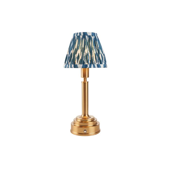 Endon  Lighting Upton Rechargeable & Blue Ikat 16cm Table Lamp
