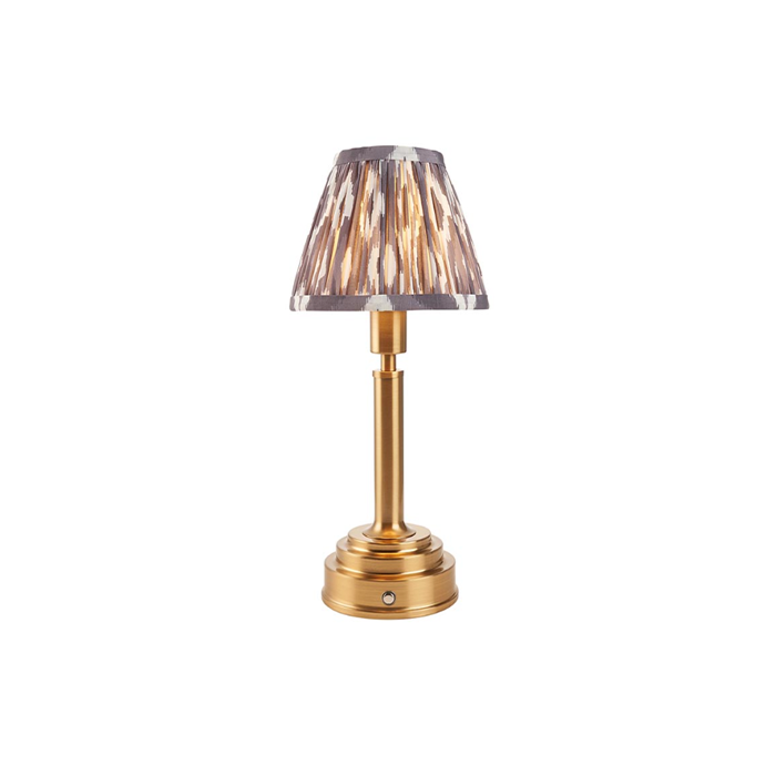 Endon  Lighting Upton Rechargeable & Pearl Grey Ikat 16cm Table Lamp