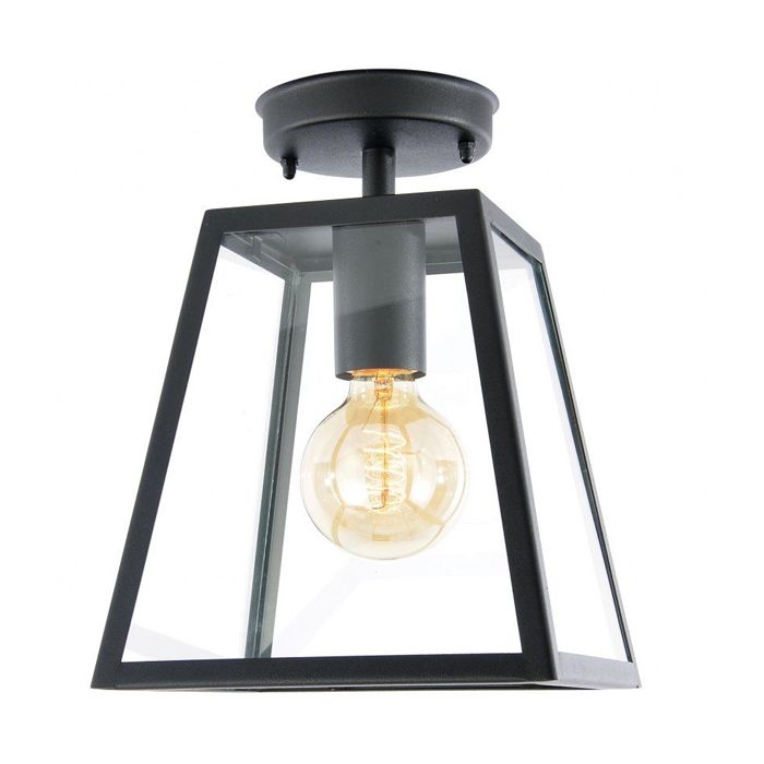 FORUM FL Atlas Tapered Square Glass Panel Flush Lantern - Black