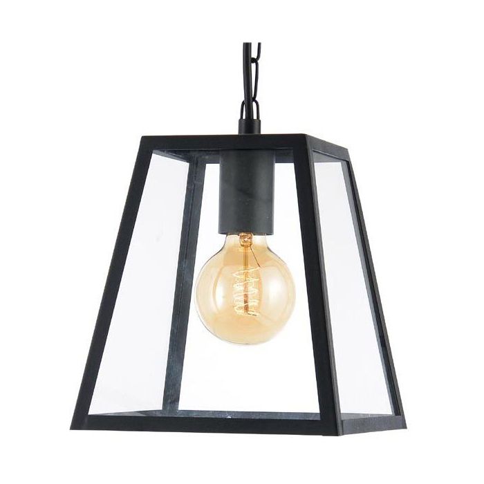 FORUM FL Atlas Tapered Square Glass Panel Hanging Lantern - Black