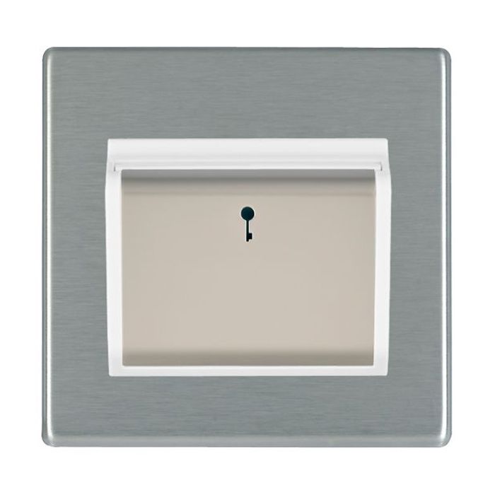Hamilton Hartland CFX Satin Steel Hotel Key Card Switch White Trim and Satin Steel Insert