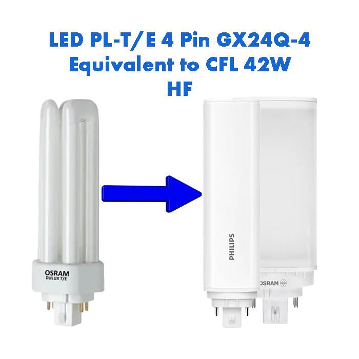 HF LED PL-T/E Equivalent to 42W CFL 4 Pin GX24Q-4