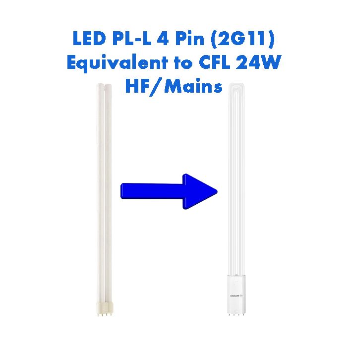 HF/Mains LED PL-L Equivalent to 24W CFL 4 Pin 2G11