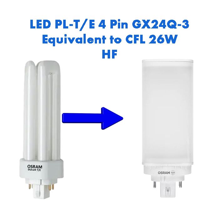 HF/Mains LED PL-T/E Equivalent to 13W CFL 4 Pin GX24Q-1