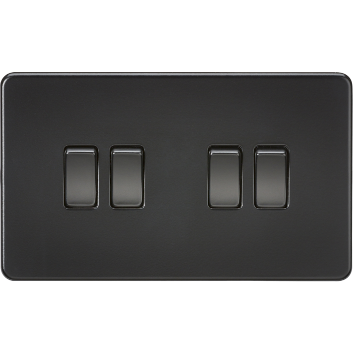 MLA Screwless 10AX 4G 2-Way Switch - Matt Black
