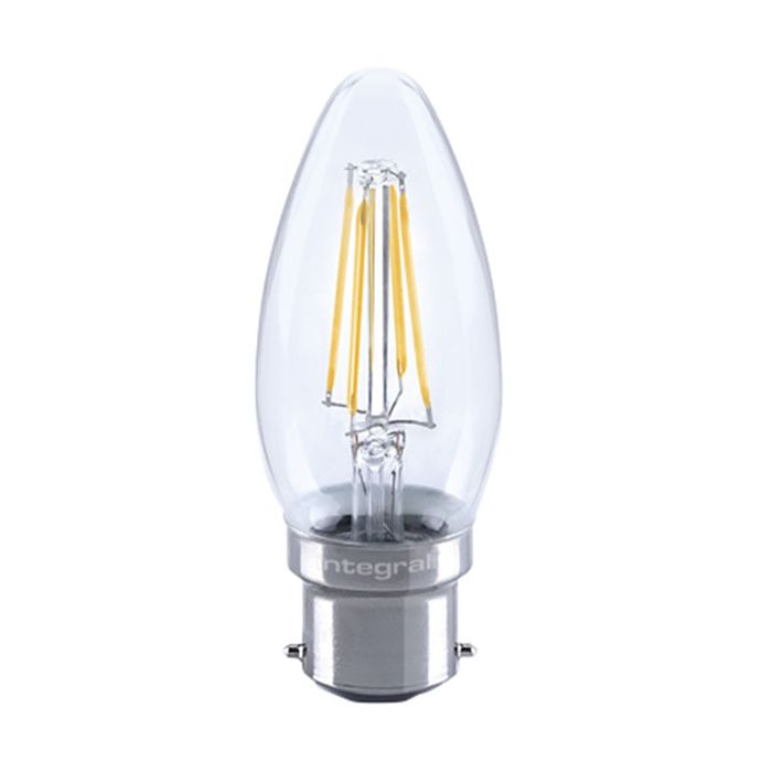 Integral Candle Filament Omni Lamp B22 4.5W 515421 (40W) 2700K 470lm Dimmable 300 deg Beam Angle