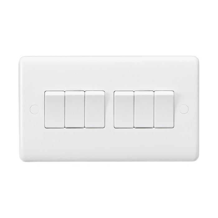 Knightsbridge 6 Gang 2-Way Curved Edge Switch