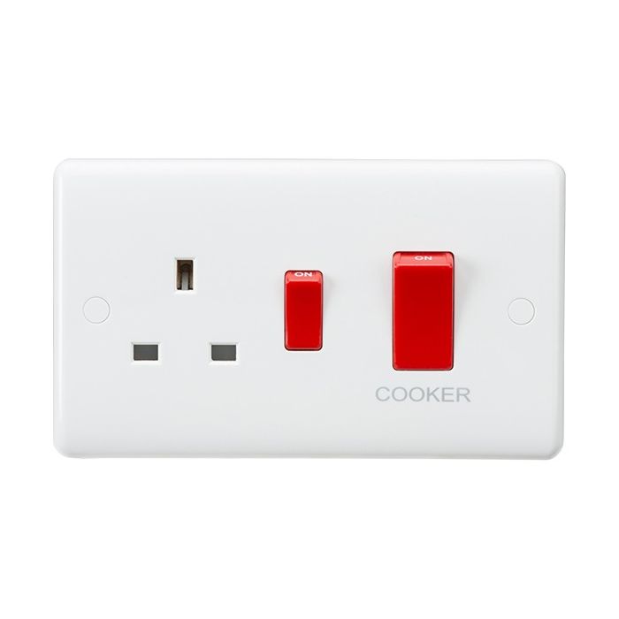 Knightsbridge 45A DP Switch & 13A Socket with Red Rocker & 1G