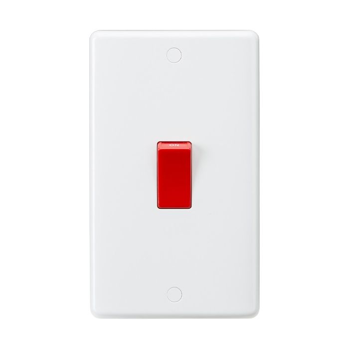 Knightsbridge 45A DP Switch with Red Rocker & 2G