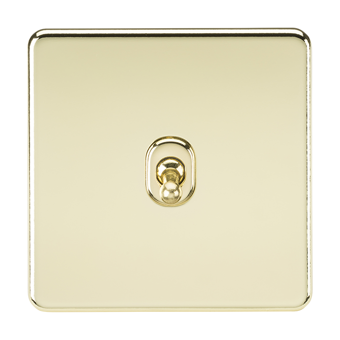 Knightsbridge Screwless 10AX 1G Intermediate Toggle Switch Polished Brass
