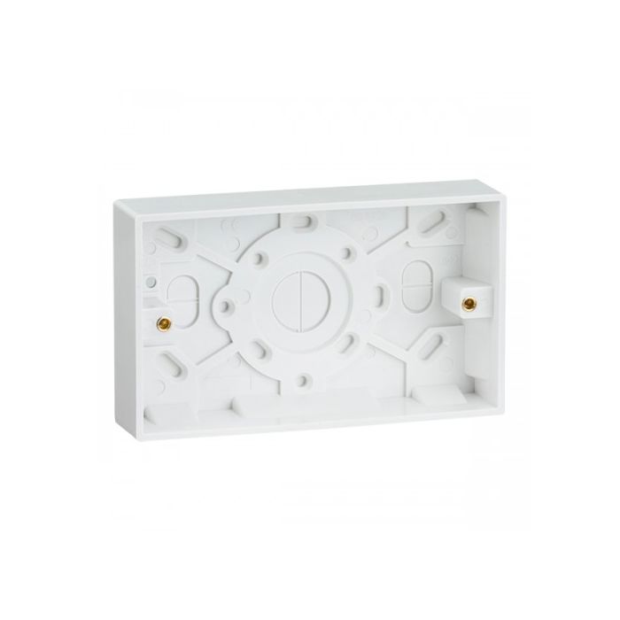 ML Knightsbridge SN1500 Square Edge White Plastic Double 2 Gang 25mm Pattress Box