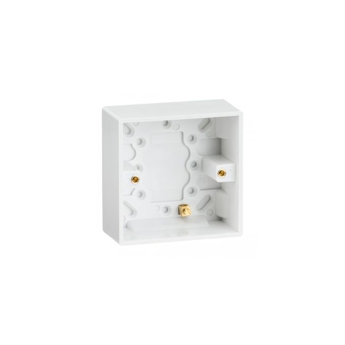 ML Knightsbridge SN1700 Square Edge White Single 1 Gang 35mm Pattress Box with Earth Terminal