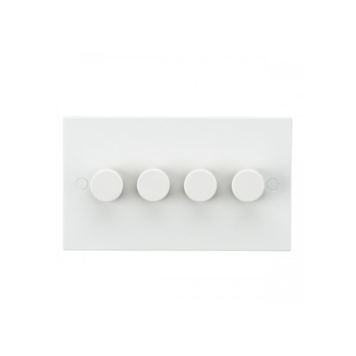 ML Knightsbridge SN2164 Square Edge White Plastic 4 Gang LED Ready Leading Edge Dimmer Switch