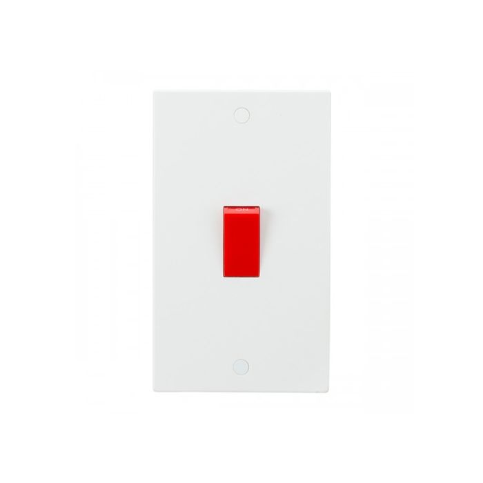 MLA Knightsbridge SN8332 (5 PACK) Square Edge White Plastic 2G Size Double Pole Cooker Switch 45A