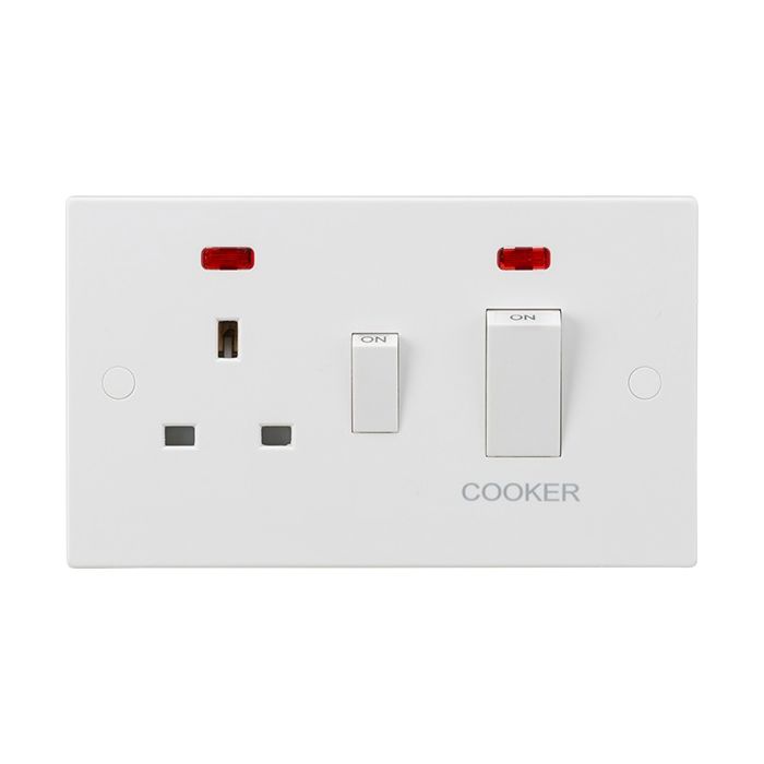 Knightsbridge 45A Cooker Switch & 13A Socket - White