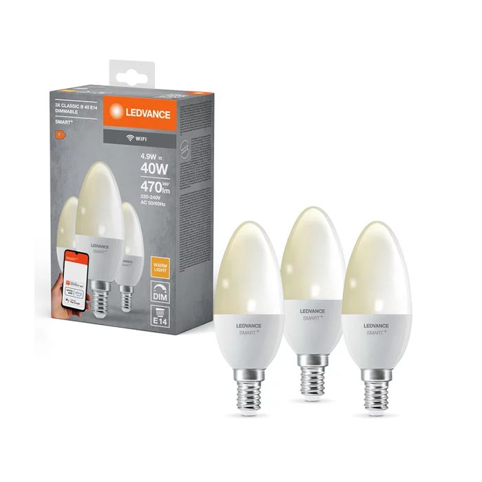 Ledvance Smart WIFI 4.9W LED Candle Bulb 2700K E14 3 Pack 