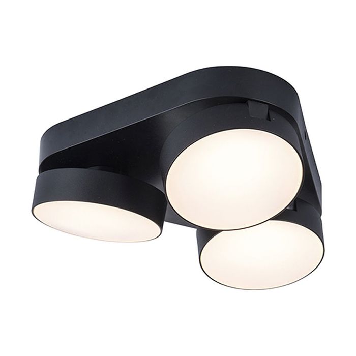 LUTEC Tripple Stanos Smart Tunable Whte Surface Mounted Spot Light - Matt Black