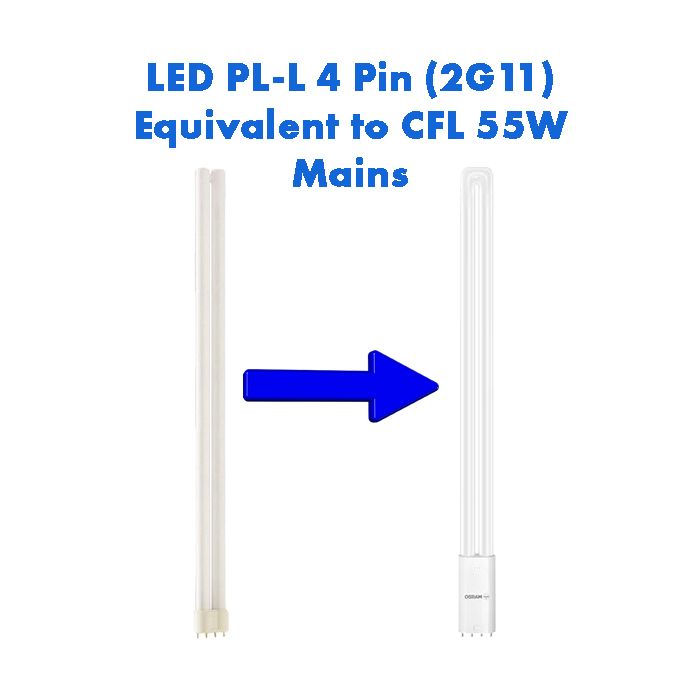 Mains LED PL-L Equivalent to 55W CFL 4 Pin 2G11