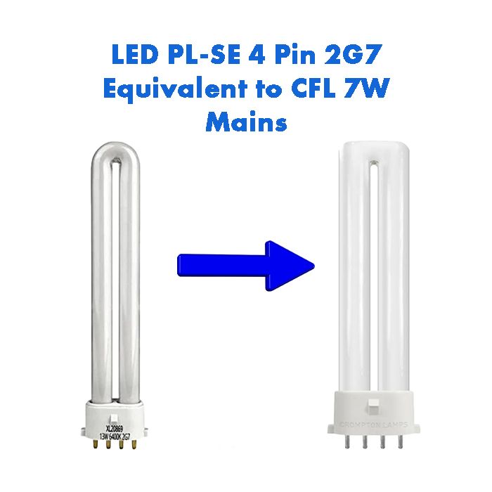 Mains LED PL-S/E Equivalent to 7W CFL 4 Pin 2G7