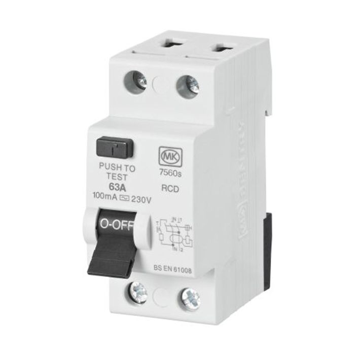 MK Sentry 7560S 63A 100mA RCD 2 Pole