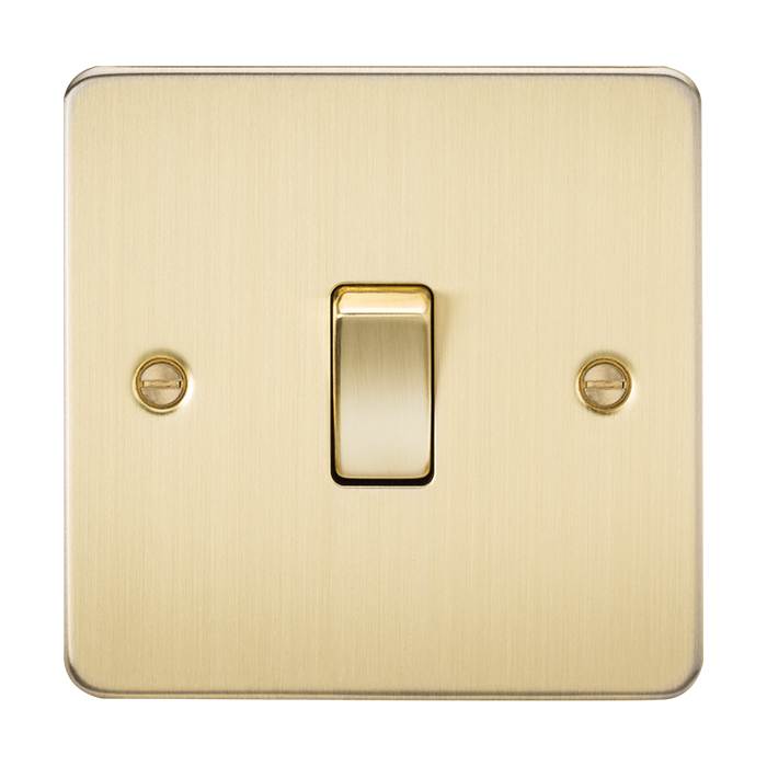 ML Accessories Brushed Brass 1 Gang Intermediate Flat Plate Switch