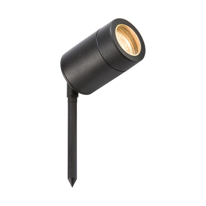 MLA Knightsbridge GU10SPIKEBK Black Aluminium GU10 Ground Spike Light Fitting with 3m Cable IP65 35W