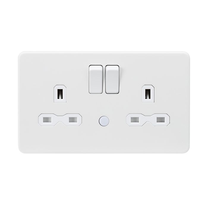 MLA 2 Gang Brushed White With Built In Night Light