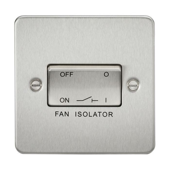 MLA Flat Plate Brushed Chrome 3 Pole Fan Isolator Switch