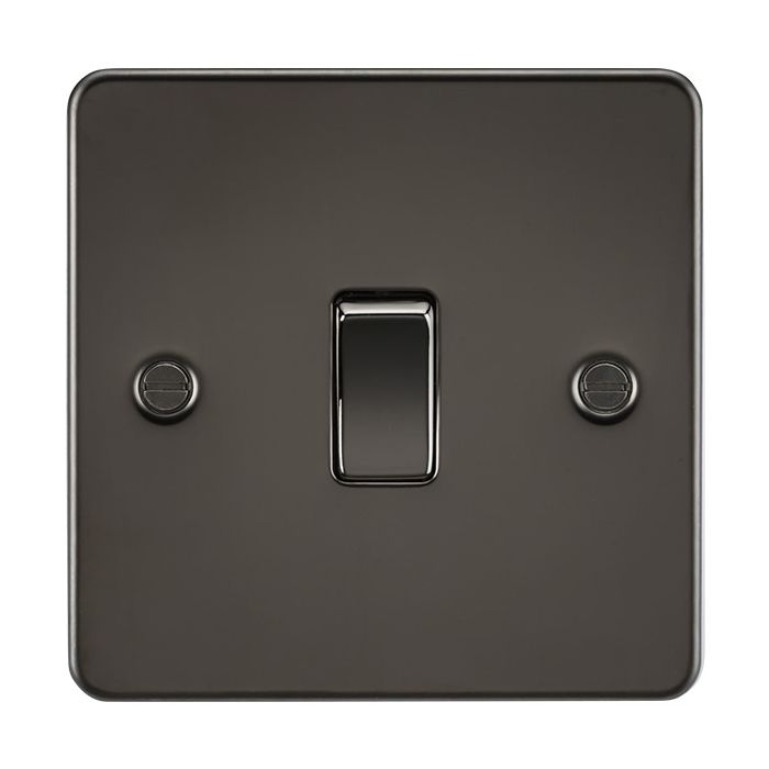 MLA Flat Plate Gunmetal 1G Two Way Switch