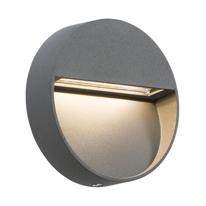 MLA Knightsbridge LWR2G Grey Aluminium Round 115mm Surface Mount Wall Guide LED Light IP44 2W