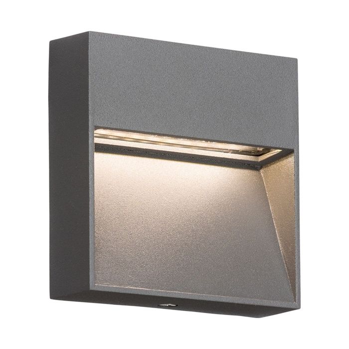MLA Knightsbridge LWS2G Grey Aluminium Square 105mm Surface Mount Wall Guide LED Light IP44 2W